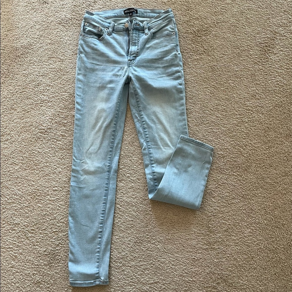 Light wash skinny jeans. J Crew